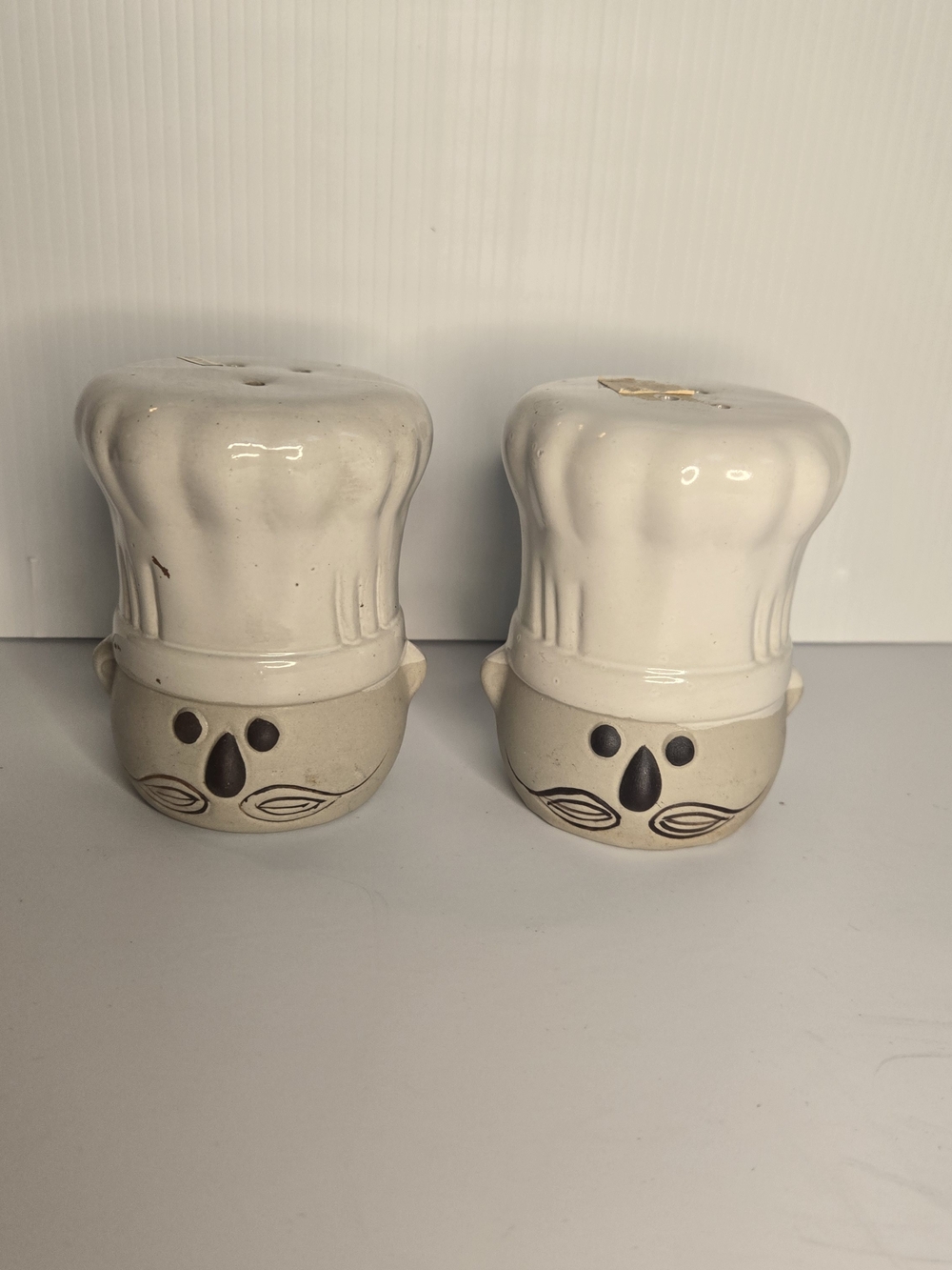Chef Hat Ceramic Salt and Pepper Shakers - White